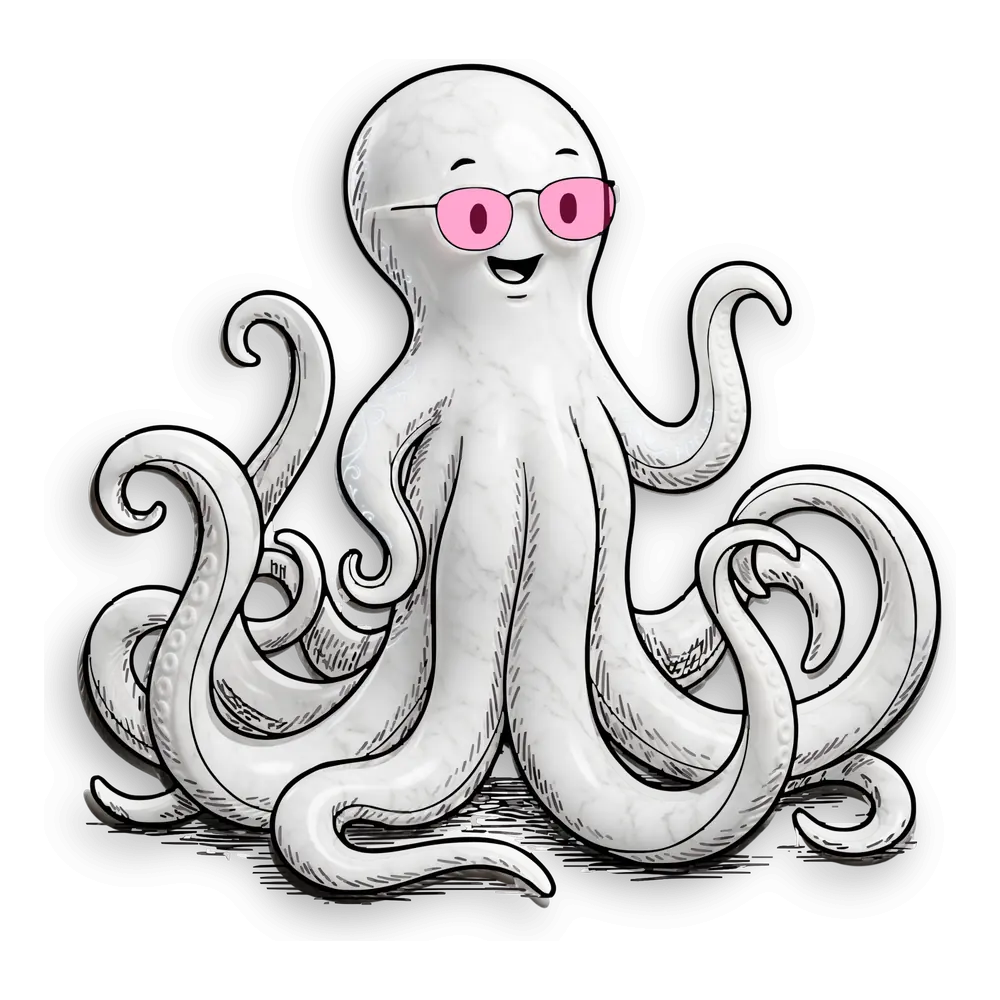 Natalie, an octopus in pink glasses
